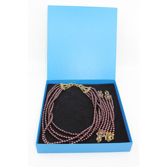 D5 Auth HEIDI DAUS Age of Elegance Crystal 3 Piece Jewelry Necklace Set Amethys - Picture 2 of 7